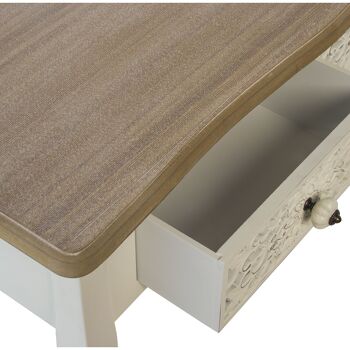 TABLE D'ENTRÉE AVEC 2 TIROIRS SCULPTÉ BOIS BLANC 80X35X76CM, SAPIN+PIN+DM ST49624 4