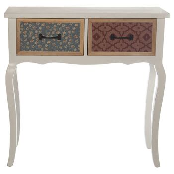 TABLE D'ENTRÉE EN BOIS AVEC 2 TIROIRSBLANC/PATCHWORK _84X36X83CM ST49639 2