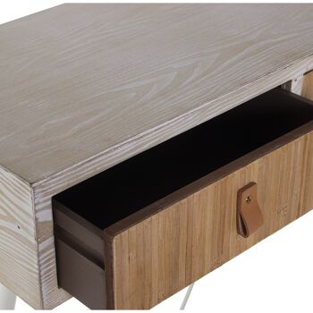 TABLE D'ENTRÉE EN BOIS AVEC 3 TIROIRS BLANC/BOIS PIEDS EN FER 120X35X81CM, DM+SAPIN ST48909 4