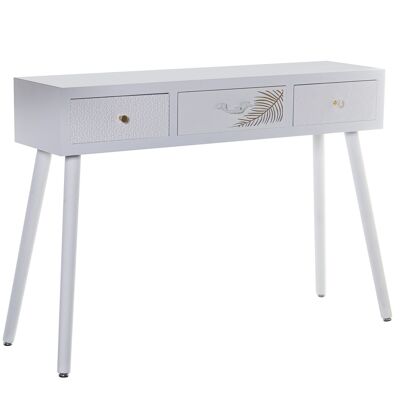 WOODEN ENTRANCE TABLE WITH 3 DRAWERS WHITE RELIVE+GOLD LEAF 107X30X78CM, FIR+DM ST68312