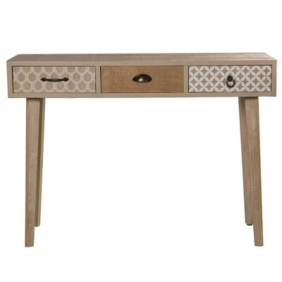 WOODEN ENTRANCE TABLE WITH 3 DRAWERS, FIR+CONTRACH.+ PINE LEGS _110X35X79CM ST68038