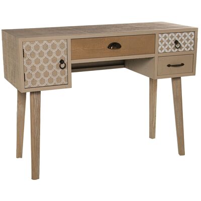 WOODEN ENTRANCE TABLE WITH 4 DRAWERS, FIR+CONTRACH. +PINE LEGS _105X40X78CM ST68041
