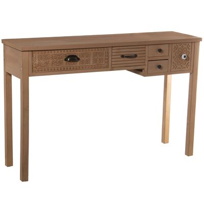 WOODEN ENTRANCE TABLE WITH 5 DRAWERS, IRON AND CERAMIC HANDLES 120X34X78CM, FIR+DM+CONTRAC ST49952