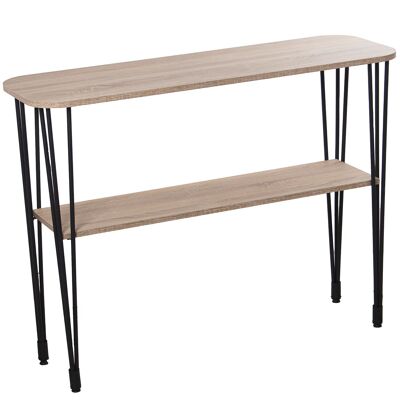 MESA ENTRADA MADERA COLOR ROBLE +72288 PATAS METAL NEGRO _120X40X91CM BALDA:106X28X1,8C ST72287