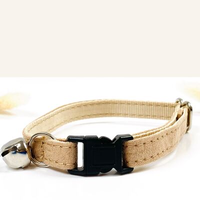 Collier Chat Anti-Étranglement Coton Beige