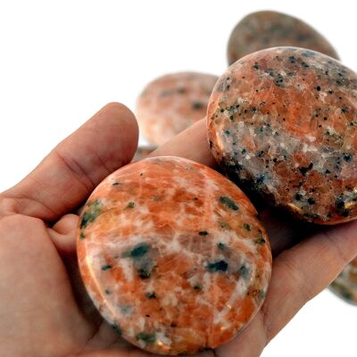 Lote de 1 kg de piedra de palma de calcita naranja (9-10 piezas) - (40 mm - 65 mm)