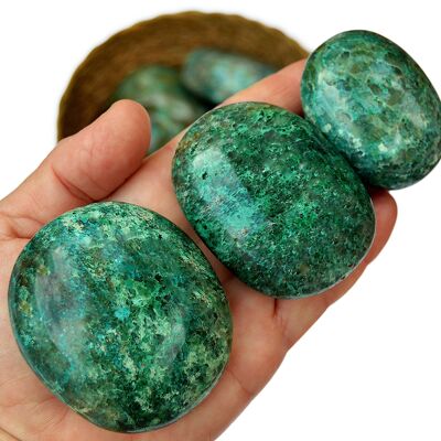 1 Kg Lot of Green Chrysocolla Palm Stone (7-8 Pcs ) - (50mm - 70mm)