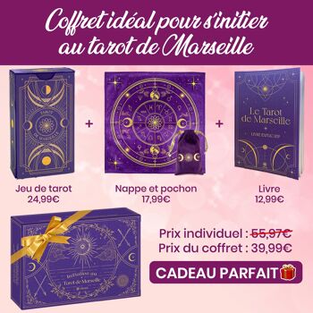 Coffret d'Initiation au Tarot de Marseille : Tarot Divinatoire + Livre de 205 Pages + Nappe Divinatoire & Pochon. Idéal pour Débutants 2