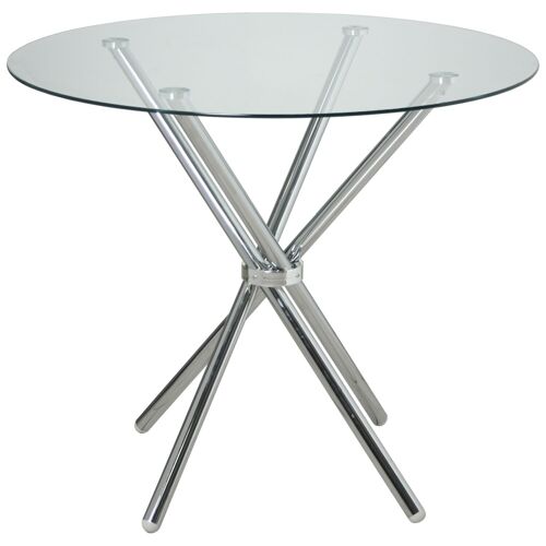 MESA COMEDOR CRISTAL C/PATASMETAL CROMADO+90957 _°100X76CM-CRISTAL TEMPL:10MM ST83953