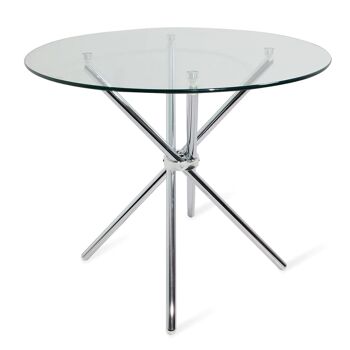 TABLE À MANGER EN VERRE AVEC PIEDS EN MÉTAL CHROME+90957 _°100X76CM-TEMPL VERRE:10MM ST83953 2