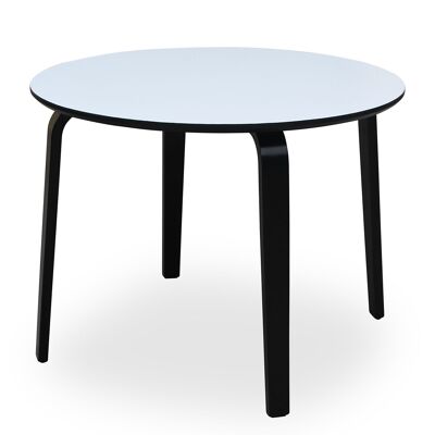 WHITE WOOD DINING TABLE+BLACK EDGE/MAD LEGS.BLACK+91194 _°100X76CM, BOARD:DM 25MM ST84181