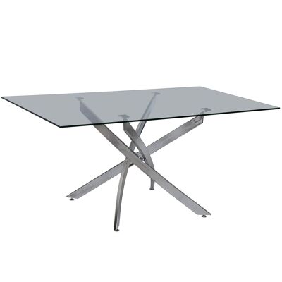 METAL/GLASS DINING TABLE+40386, TRANSPARENT GLASS _160X90X73CM-GLASS:10MM ST40380