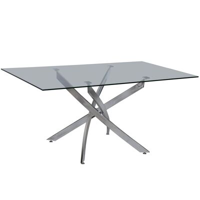 MESA COMEDOR METAL/CRISTAL+40386, CRISTAL TRANSPARENTE _160X90X73CM-CRISTAL:10MM ST40380