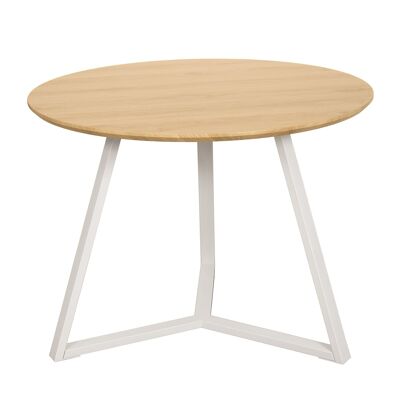DINING TABLE WHITE METAL LEGS ON NATURAL WOOD °100X75CM, BOARD THICKNESS: 3CM ST84710