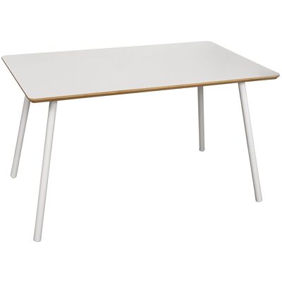 DINING TABLE WHITE METAL LEGS ON NATURAL WOOD 140X80X75CM, TABLE THICKNESS: 3CM ST84705