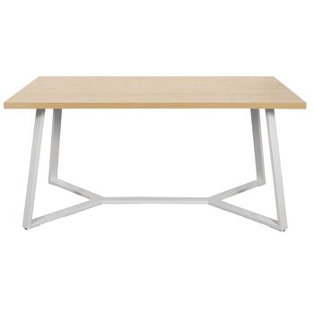 TABLE À MANGER PIEDS MÉTAL BLANC SUR BOIS NATUREL 160X90X75CM, ÉPAISSEUR DES LANGUETTES : 3,2CM ST84713 2