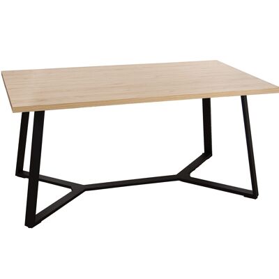DINING TABLE BLACK METAL LEGS ON NATURAL WOOD 160X90X75CM, TAB THICKNESS: 3.2CM ST84712