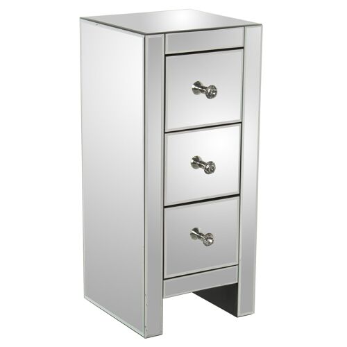 MESA DE NOCHE 3-C CRISTAL ESPEJO/MADERA 30X30X70CM ST49632