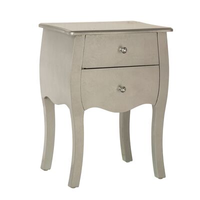 NIGHT TABLE WITH 2 SILVER WOOD DRAWERS _45X36X62CM, WOOD: FIR+DM ST40224