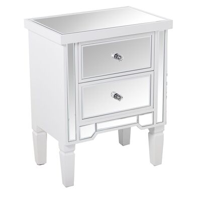 COMODINO LEGNO/SPECCHIO CON 2 CASSETTI BIANCO 49X33X62CM ST48933