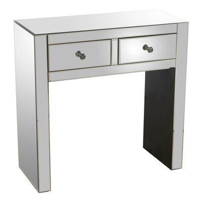 ENTRANCE TABLE WITH 2 GLASS/WOOD DRAWERS _80X35X80CM ST49631