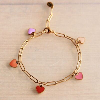 Charm bracelet with mini hearts – mix color