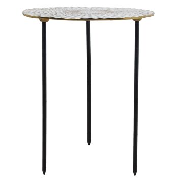 TABLE D'APPOINT MÉTAL ÉMAIL BLANC/DORÉ, PIEDS NOIR _°41X50CM ST67834 5