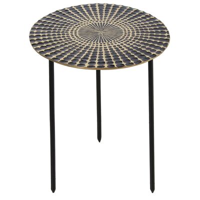 BLACK/GOLD ENAMEL METAL SIDE TABLE, BLACK LEGS _°36X45CM ST67835