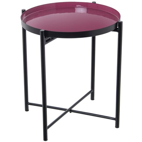MESA AUXILIAR METAL ESMALTADOROSA OSCURO/NEGRO _°50X52CM ST75897
