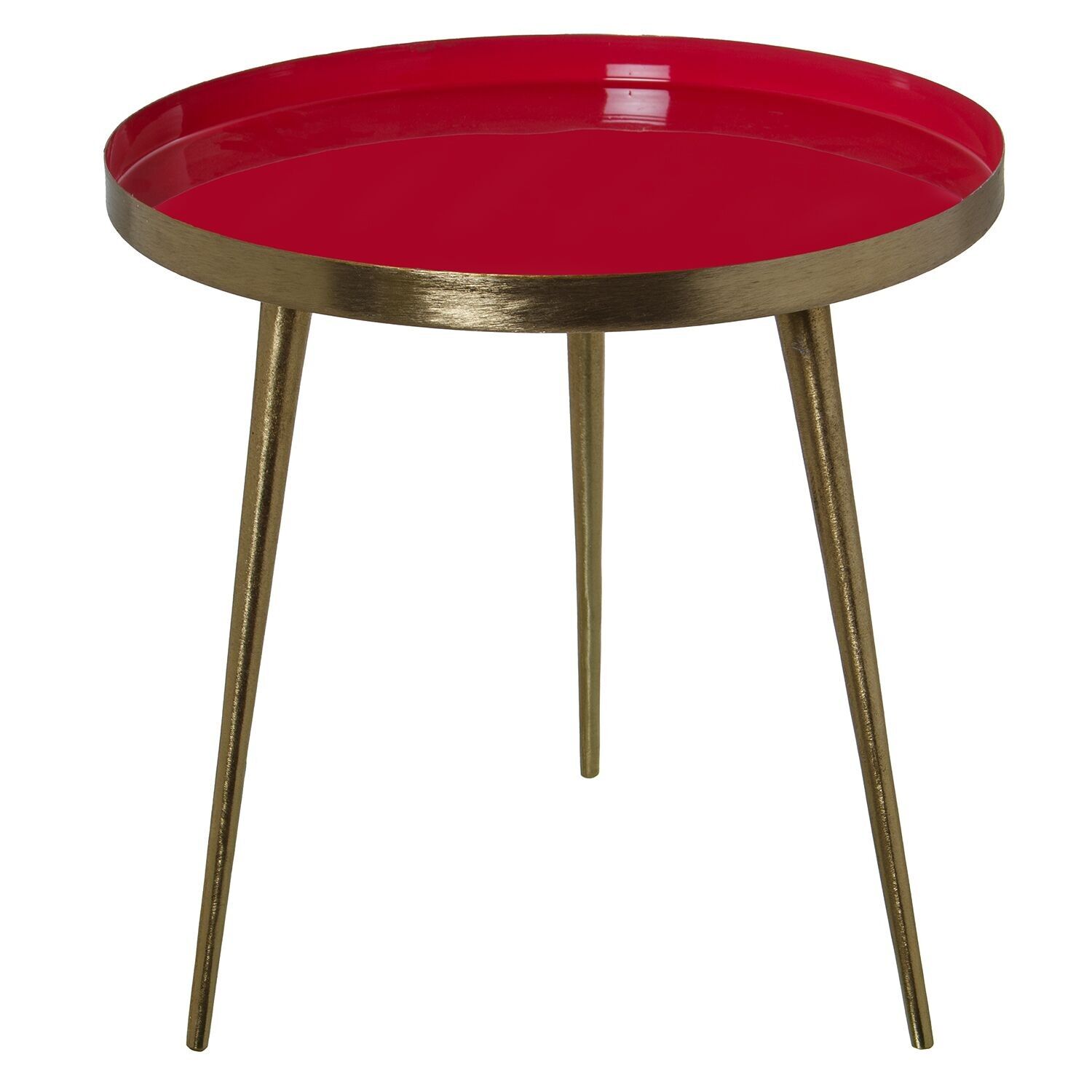 Red enamelled metal side table 46x46cm st67817