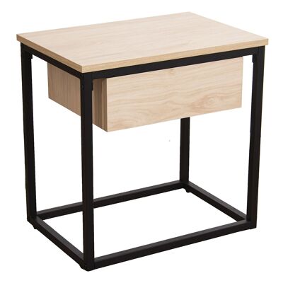 AUXILIARY TABLE BLACK METAL NATURAL WOOD 50X35X50CM, WOOD: DM ST84625