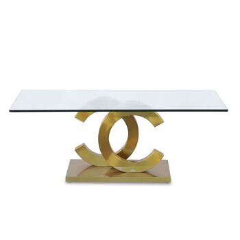 TABLE BASSE EN VERRE ACIER OROMATE +91185+91186 _120X65X45CM TEMPÉRATURE VERRE:12MM ST84174 1