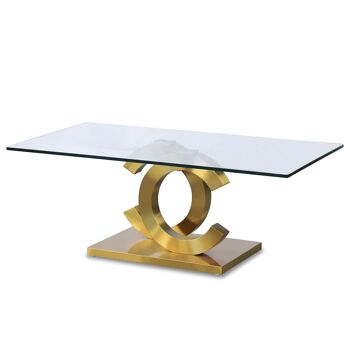 TABLE BASSE EN VERRE ACIER OROMATE +91185+91186 _120X65X45CM TEMPÉRATURE VERRE:12MM ST84174 4