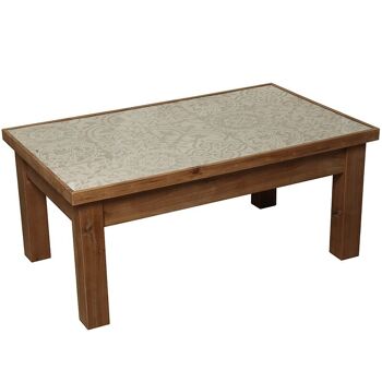 TABLE BASSE EN BOIS AVEC PLATEAU EN VERRE CARREAUX NATURELS/BLANC _102X65X45CM, SAPIN+DM ST49535 3