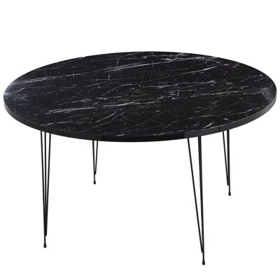 ROUND WOOD/METAL COFFEE TABLE +72258 BLACK MARBLE EFFECT _°89X45CM, THICKNESS:1.8CM ST72257
