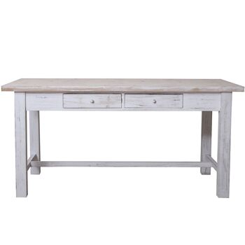 TABLE DE CUISINE AVEC 4 TIROIRS BOIS DÉCAPÉ BLANC 160X80X76,5CM, SAPIN+DM ST49562 5