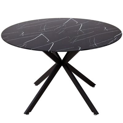 TABLE À MANGER EN VERRE +91196 PIEDS EN MÉTAL FINITION MARBRE NOIR _°120X75CM VERRE TEMPL.:10MMST84183