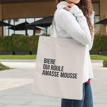 Tote bag bière qui roule amasse mousse