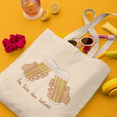 Tote bag Une bière deux tartines