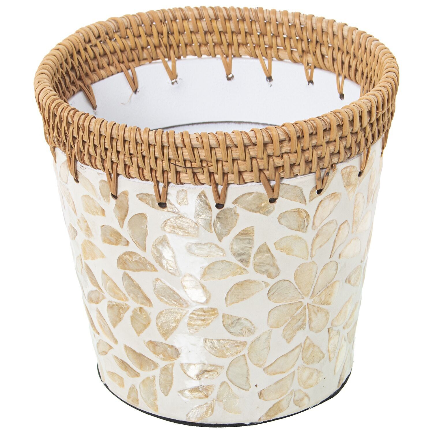 Fioriera in rattan madreperla 14x18cm st53159