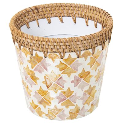 VASO MADREPERLA/RATTAN VASO _°18X14CM ST53161