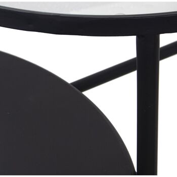 TABLE AUXILIAIRE DOUBLE MÉTAL/VERRE NOIR (2 TABLES UNIES) _85X59X56CM (°59X41+°40X56CM) ST49714 5
