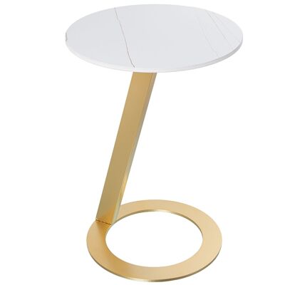 WHITE MARBLE AUXILIARY TABLE W/GOLDEN METAL BASE _°40X58CM ST71914