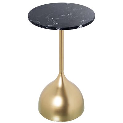 BLACK MARBLE AUXILIARY TABLE WITH GOLDEN METAL LEGS _°35X60CM ST71913