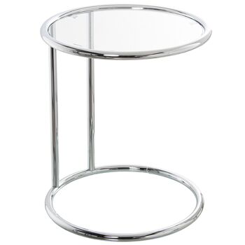 TABLE AUXILIAIRE MÉTAL CHROME AVEC VERRE TRANSPARENT °45X52CM, MODÈLE VERRE:5MM ST84262 1