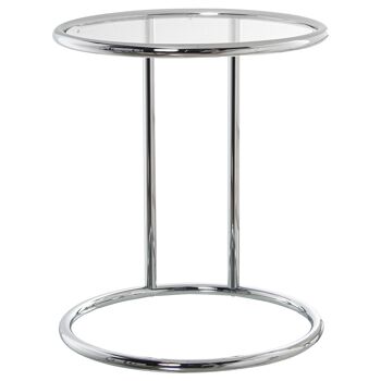 TABLE AUXILIAIRE MÉTAL CHROME AVEC VERRE TRANSPARENT °45X52CM, MODÈLE VERRE:5MM ST84262 2