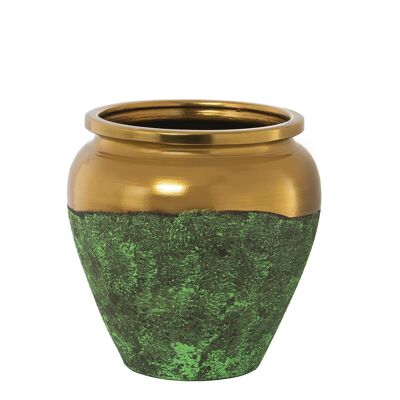 CERAMIC FLOWER POT 32CM GREEN/GOLD _°32X34CM, MOUTH:°25CM ST60888