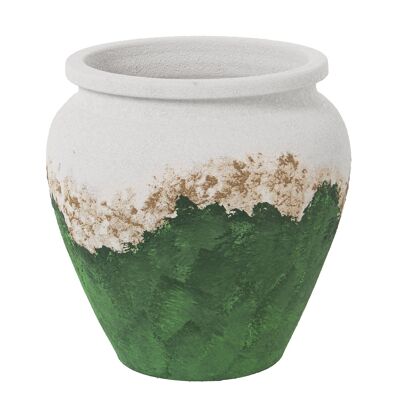 CERAMIC PLANTER 32CM GREEN/GOLD/WHITE _°32X34CM, MOUTH:°25CM ST60889