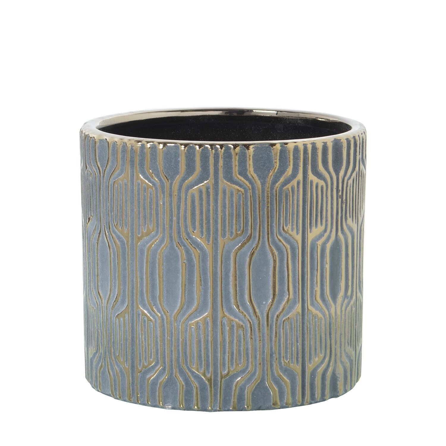 Vaso da fiori in ceramica grigio, oro 14x13cm st50257