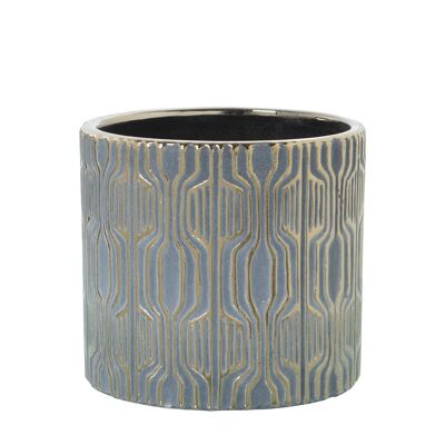 GRAY/GOLD CERAMIC PLANTER °14X13CM ST50257